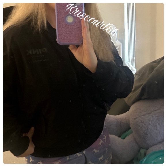 Victoria’s Secret PINK Black Bomber Jacket NEW WITH TAGS - Picture 12 of 16